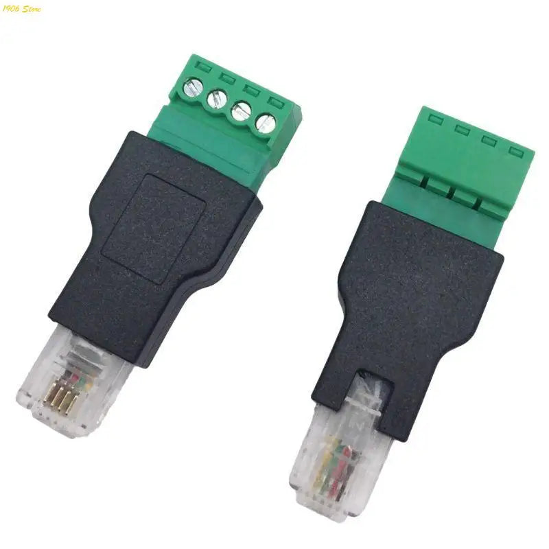 U1JB RJ11 to Screw Terminal Adapter 4P 4C Male to 4 Pin Screw Terminal Connector