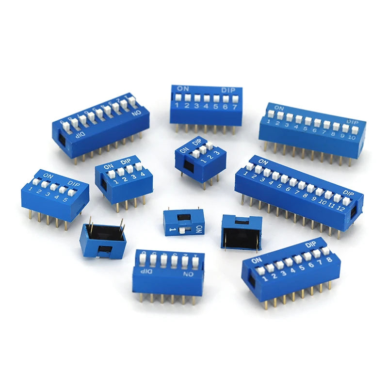5PCS Blue Toggle Switch Spacing 2.54MM DIP Dial The Code Switch 1 2 3 4 5 6 7 8 9 10 12 PIN Quick Switch