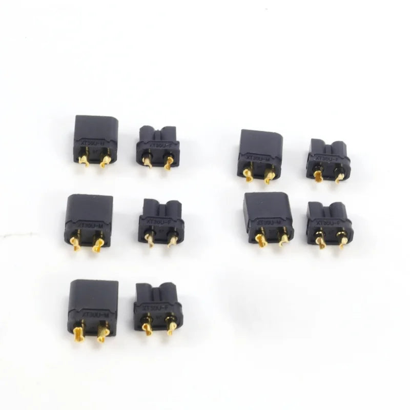 5/10/15 Pairs of XT30-U Male and Female Bullet Connectors; with Heat Shrink Tubing; Power Battery Plug for RC Lithium Batteries