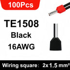 100/700pcs TE Double Wire Tube PVC Insulated Terminal Crimping End Cold Wire Connector Electrical Ferrules Tubular, Double Wire