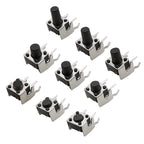 20Pcs 6x6 PCB Momentary Tactile Tact Push Button 4-Pin Self-reset Switch Right Angle With stent 6*6*4.3/4.5/5/6/7/7.5/8/9/10mm