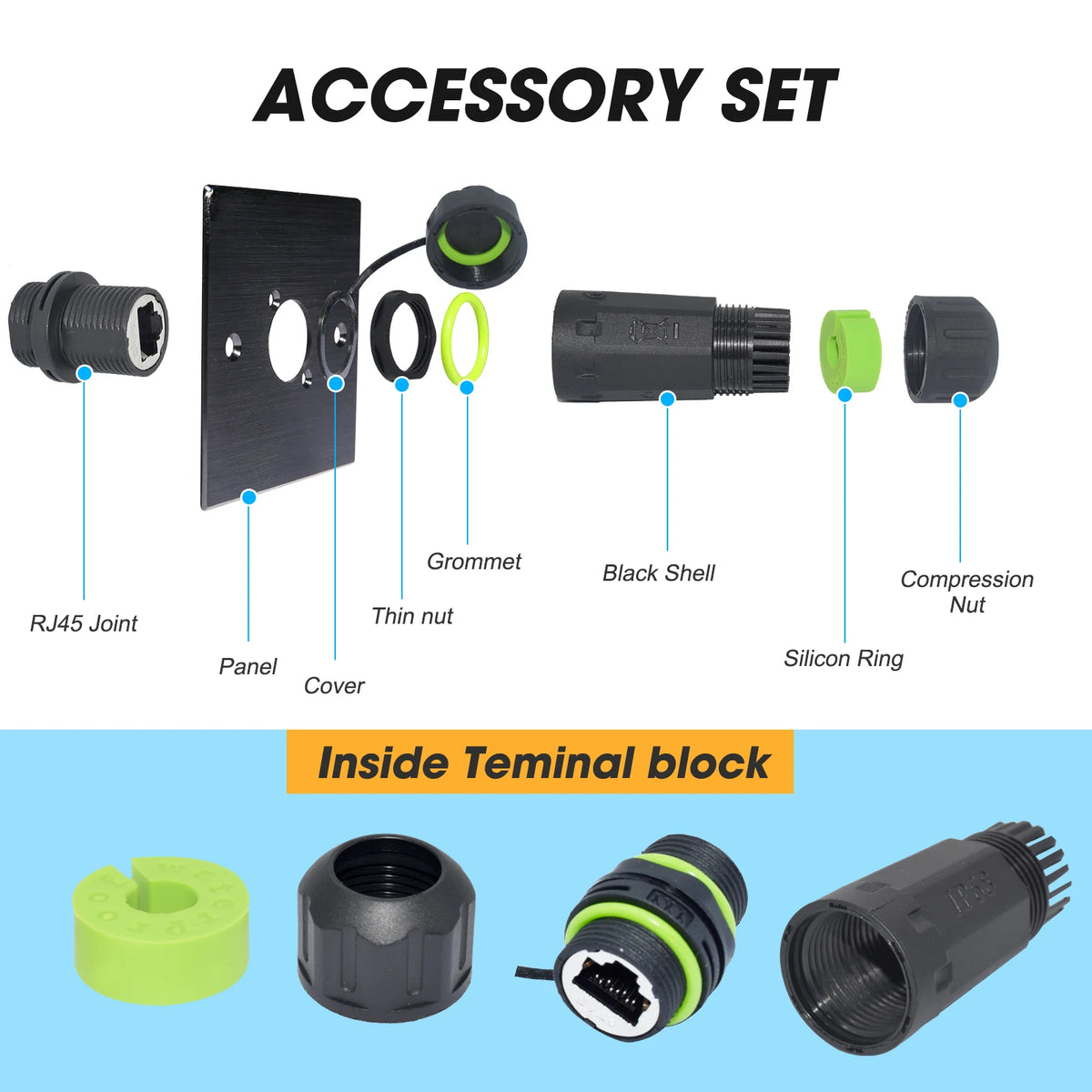 YXY RJ45 Docking Connector Ethernet Network Panel Mount Waterproof IP68 Header Outdoor Broadband Network Cable Extender