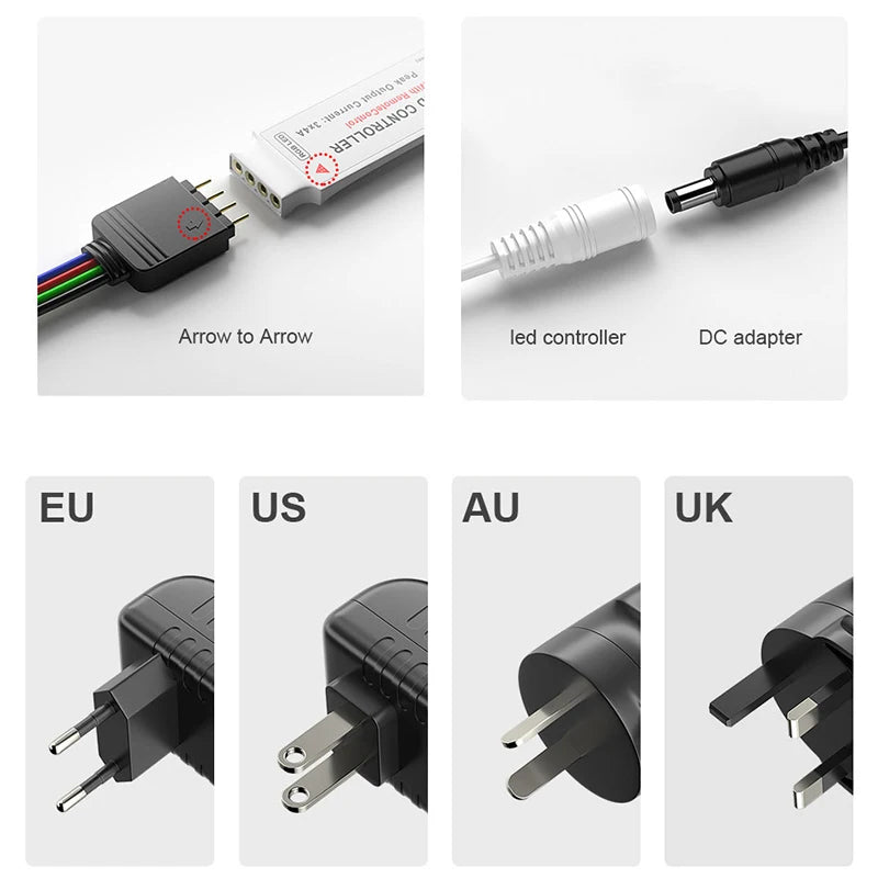 30M 12V WiFi Bluetooth RGB LED Strip Lights 5050 with Ac100-240V Adapter APP Control Music Sync Remote for Bedroom Kitchen Party