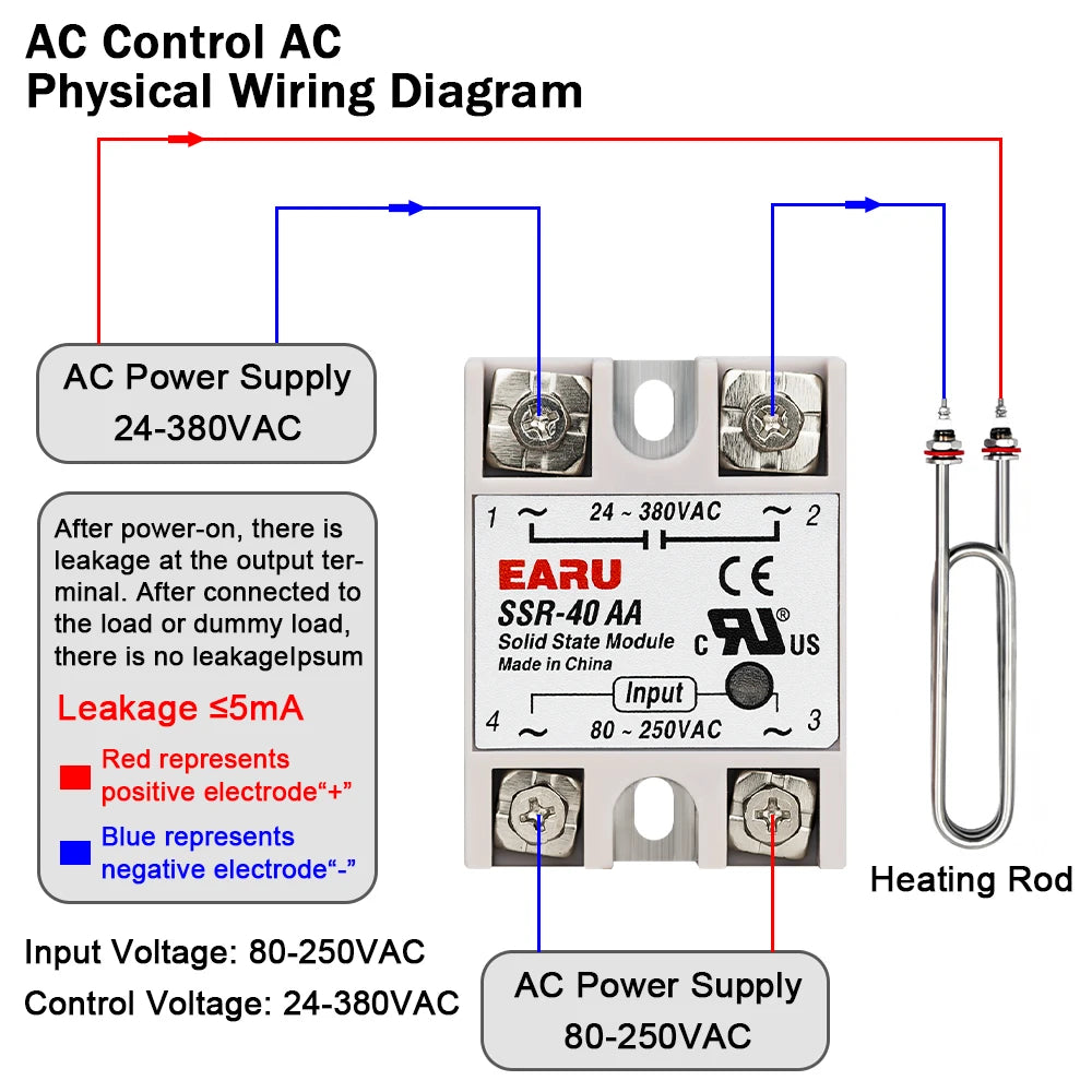 1Pcs Solid State Relay Single Phase SSR-10DA SSR-25DA SSR-40DA SSR-40AA SSR-40DD SSR 10/25/40A DD DA AA for Temperature Control