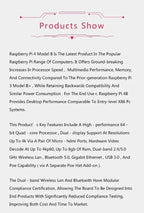 Original Raspberry Pi 4 Model B 1GB/2GB/4GB/8GB RAM 64 bit quad core processor 1.5GHz, supports WiFi Bluetooth 5.0
