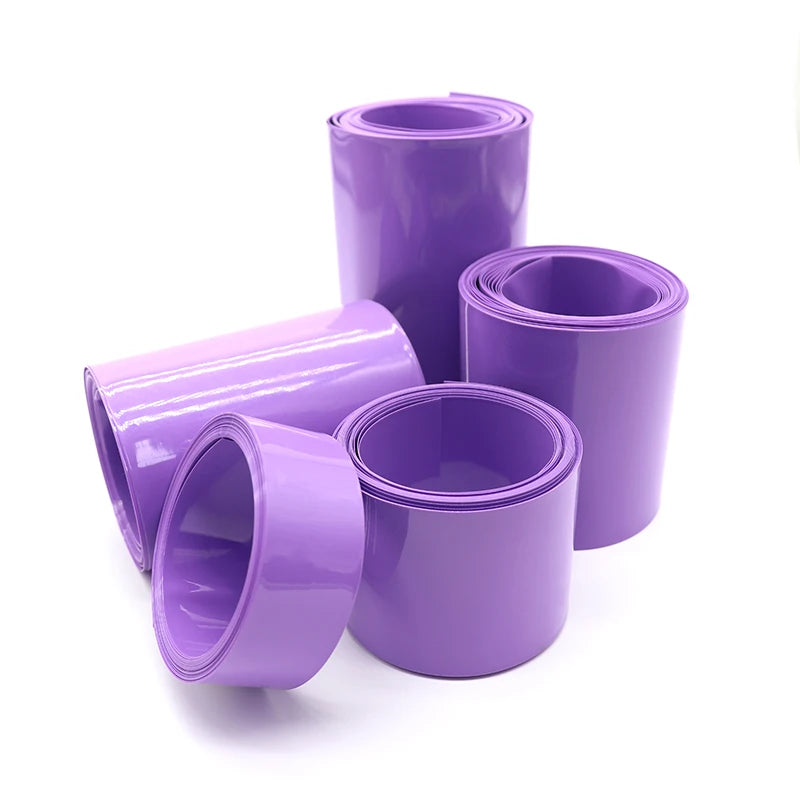 23mm~130mm Purple PVC Heat Shrink Tube Pack 18650 Lipo Battery 1M~20M Insulated Film Wrap Lithium Case Protection Cable Sleeve