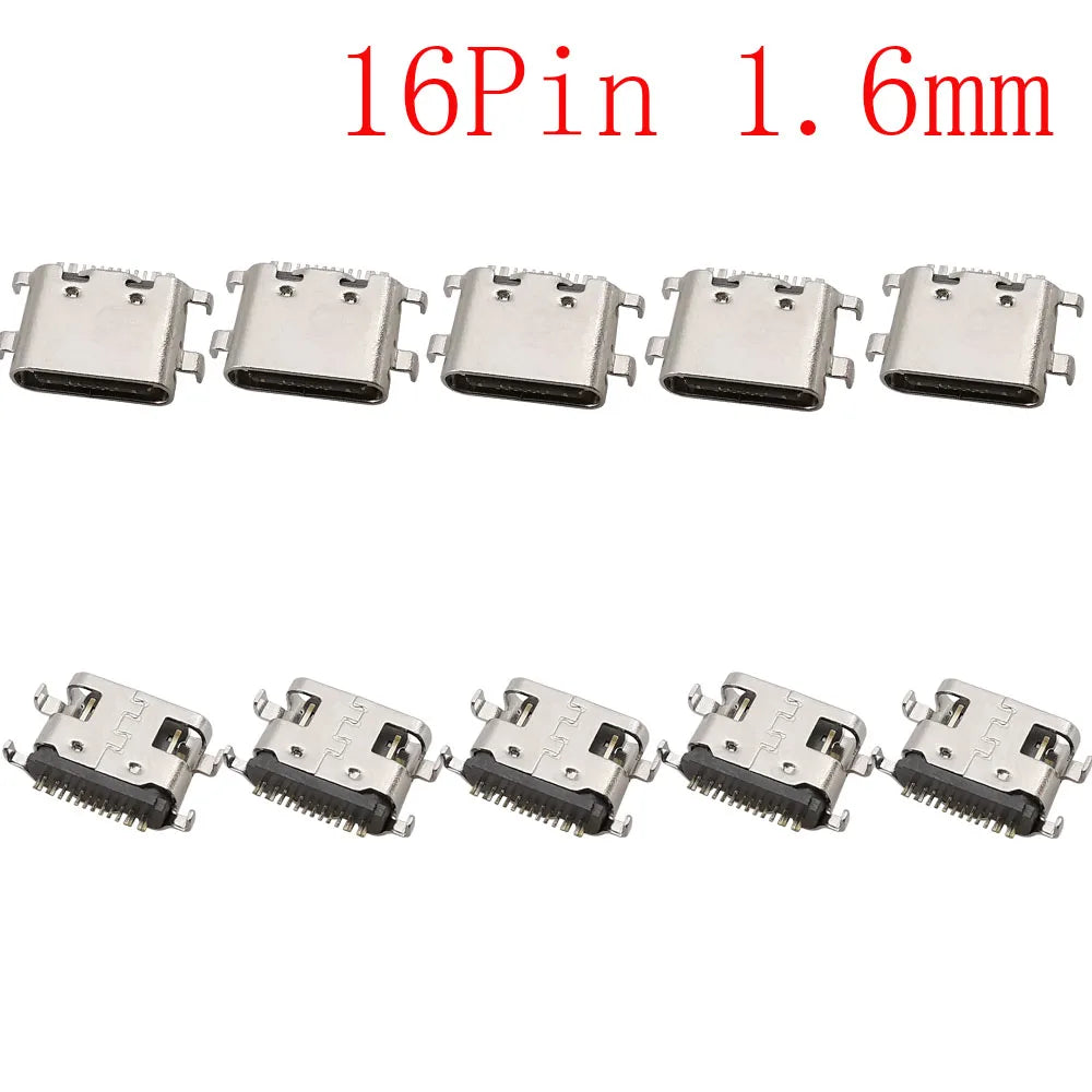 10Pcs USB Connector Type C Female Charging Port Jack 2P/6P/16P/24 Pin Soldering PCB SMD SMT DIY USB-C Socket Adapter
