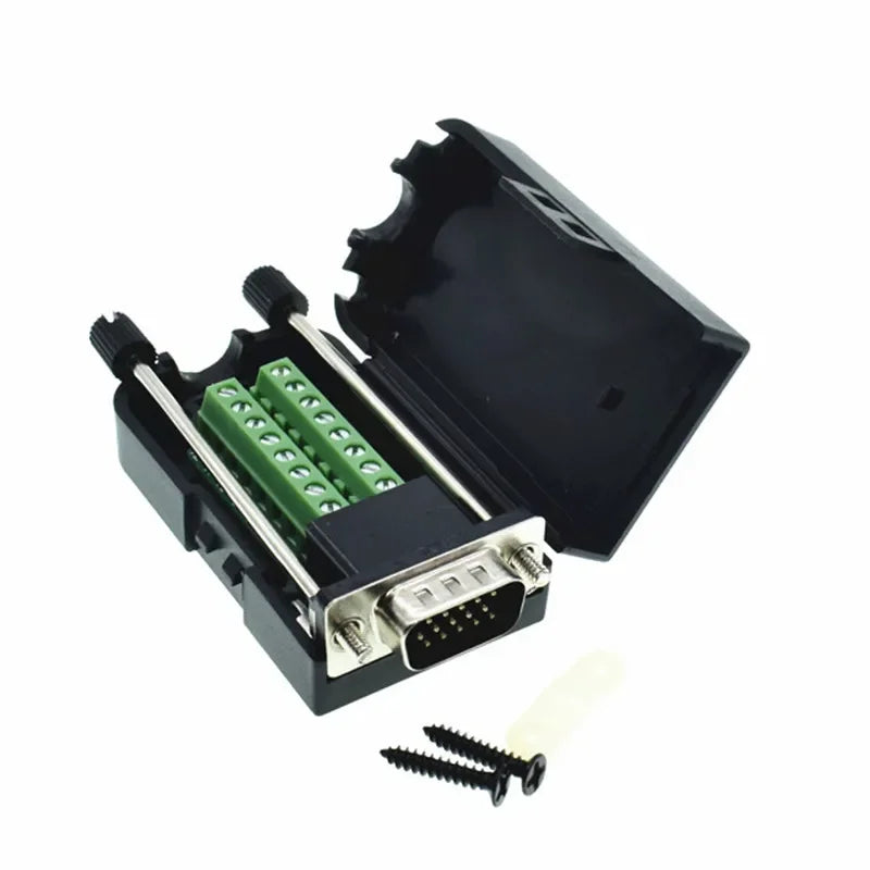 D-SUB DB15 VGA Male/Female 3 Rows 15 Pin Plug Breakout Terminals Screw Type DIY Connector
