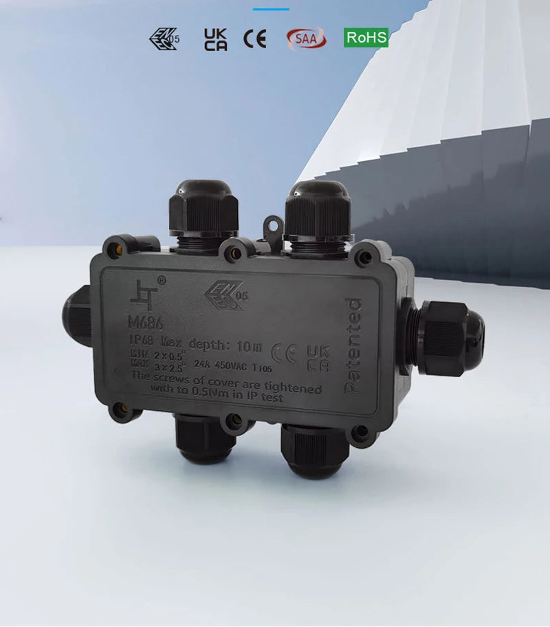 6Way 1IN5Out IP68 Underwater Power Cord Junction Box 4-11mm LED Pool Lamp External Outdoor Light Wire Cable Waterproof Connector