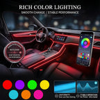 Car Interior Ambient LED Strip Lights RGB Fiber Optic Atmosphere Ultra-thin Heat-resistan Neon Lighting APP Control Decor Lamps