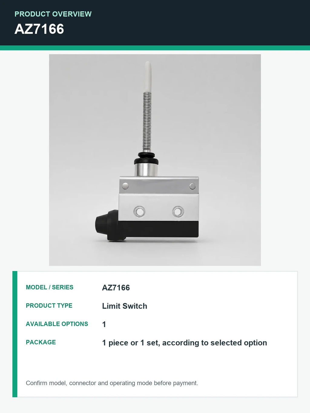 TEZUO AZ7166 IP44 Limit Switch Micro Travel Switch for Industrial Automation