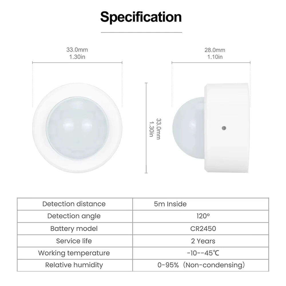 PIR Motion Sensor ZigBee Human Body Infrared Induction Detector Linkage Auto Home Security Alarm for Tuya APP Movement Monitor