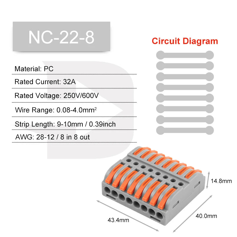 Quick Press Type Electrical Wire Connector Push-in Lever 2-12 Pin Compact Wiring Terminal Universal Splitter Cable Connectors