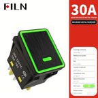 FILN 30A/220V Heavy Duty 4 Pin DPST IP67 Sealed Waterproof T85 Auto Boat Marine Toggle Rocker Switch with LED 12V 220V 30x22