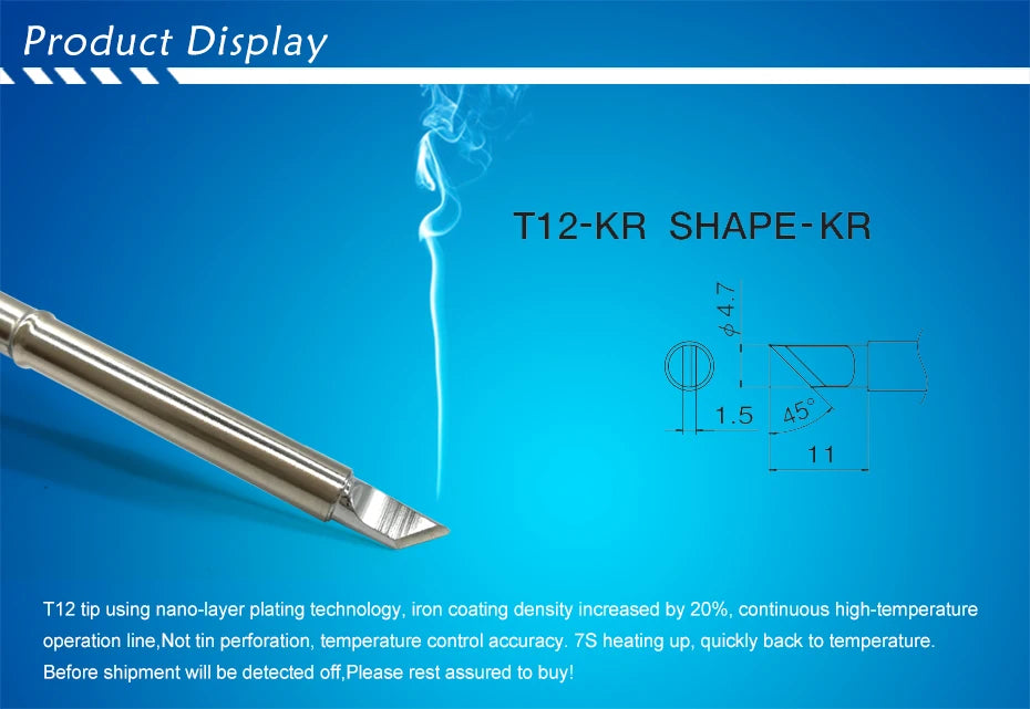 QUICKO T12-K KL KR KU KF Shape K Series Welding Iron Tips OLED&STC-LED T12 Soldering Station 7s Melt Tin