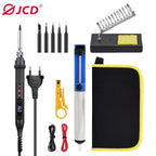 JCD Digital Soldering Iron Set Kit 80W with ON/OFF Switch Adjustable Temperature LCD Welding Tools Ceramic Heater Soldering Tips