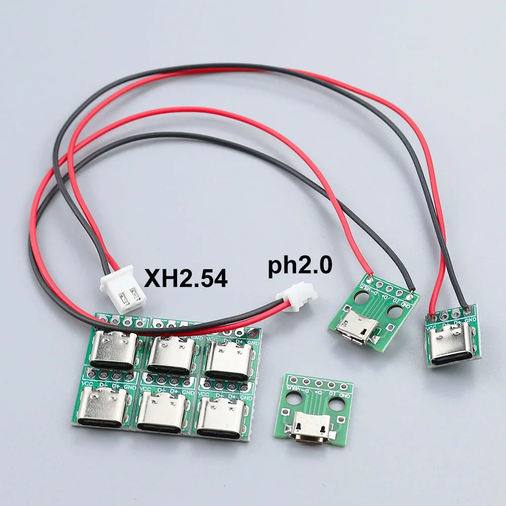 Type-c PCB with Cabel Converter Adapter Micro USB to DIP Female Connector Breakout Board Charging Cable Soldering Board Socket