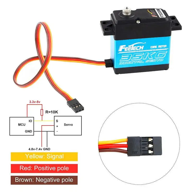 Feetech FT5330M 35KG Digital Servo RC Steel Gear 180 Degree 25T Metal Arm 7.4V Robot RC Servo Motor for RC Drift Car Helicopter