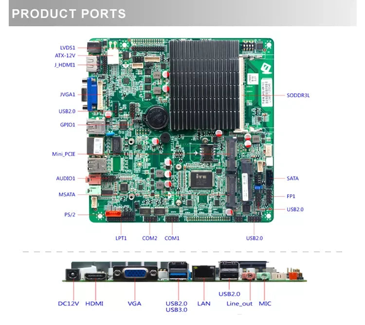 【New Arrival】Gaming PC Motherboards X86 Mini Fanless ITX Motherboard Single Board Computer Linux With Quad Core J1900 Processor