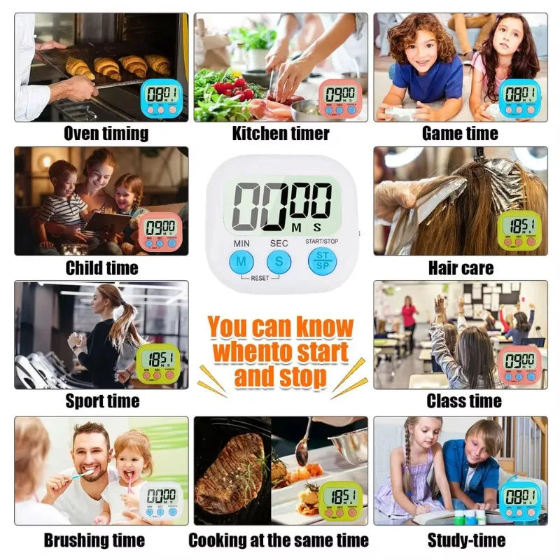 Digital Kitchen Timer for 99 Minutes Cooking Countdown with Magnetic Tool Timing Cook Friendly Alarm Clock Counter with Stand