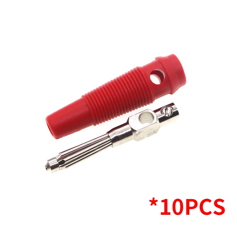 10PCS 4mm 32A Solderless Side Stackable Banana Plug High Current Insulated Shrouded Connector