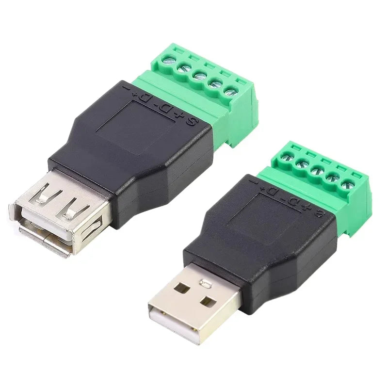 Computer Phone Keyboard Mouse USB Plugs Type A 2.0 Solderless Male/Female To Screw Connector with Shield Adapter