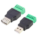 Computer Phone Keyboard Mouse USB Plugs Type A 2.0 Solderless Male/Female To Screw Connector with Shield Adapter