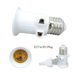 PBT Fireproof  European Double EU to E27 LED Bulb Adapter 2EU Plug Converter Base Lamp Holder Screw Light Socket White