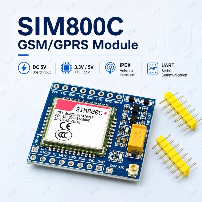 STJF 5V 3.3V SIM800C GSM GPRS Electronic PCB Board Module TTL Development Board IPEX With Bluetooth TTS STM32 For Arduino C51