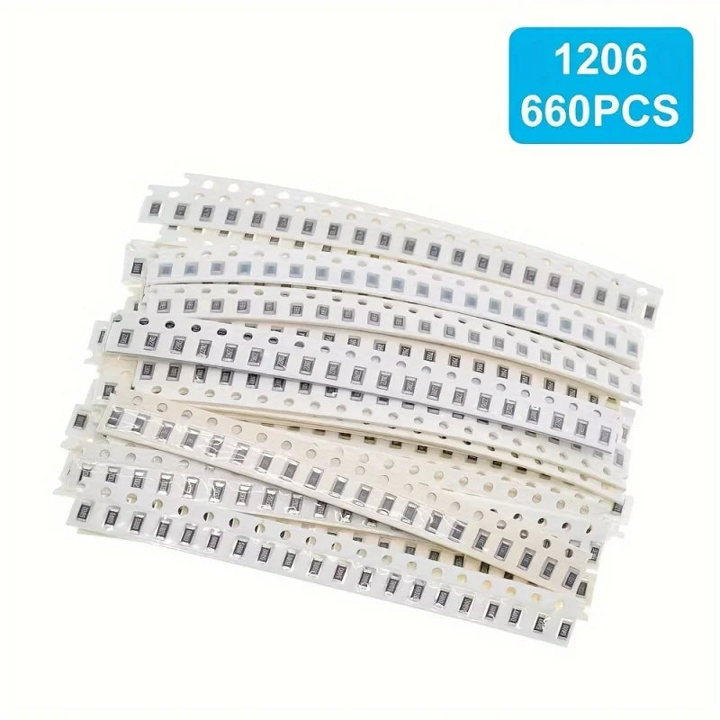 660PCS SMD Resistor 0603 0805 1206 1% Resistance Assorted Kit 1 Ohm - 1M Ohm Chip Resistors