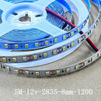 12V LED Strip 2835 8mm 5m IP20 Non Waterproof 120LEDs/m Blue/Red/Green/White /Warm White/Yellow/Pink/Natural White/Ice blue