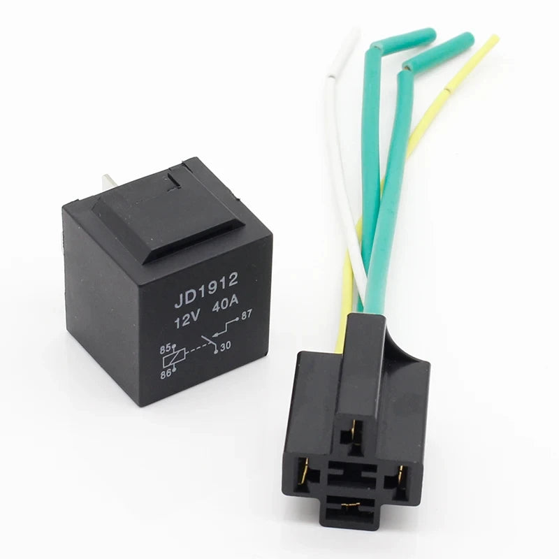 1 pair DC 12V  40 Amp Relay & Wires 40A Auto Automotive Relay Socket