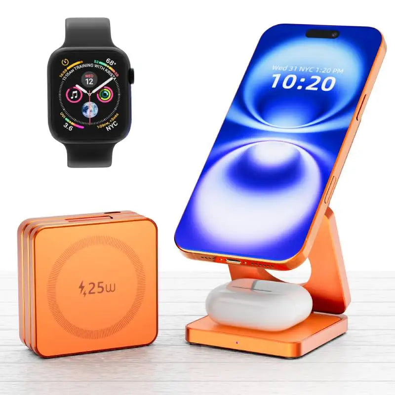 3 in 1 Qi2.2 25W Folding Wireless Charger For iPhone HUAWEI Samsung Portable Magnetic Wireless Phone Charging Station