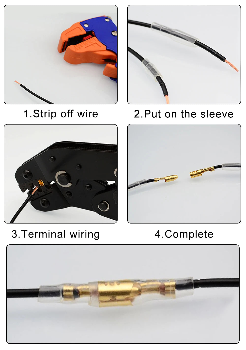 4.0 Bullet Crimp Terminal Car Electrical Wire Connector with Insulated Sleeve Copper Male and Female Quick Wire Connectors Sets