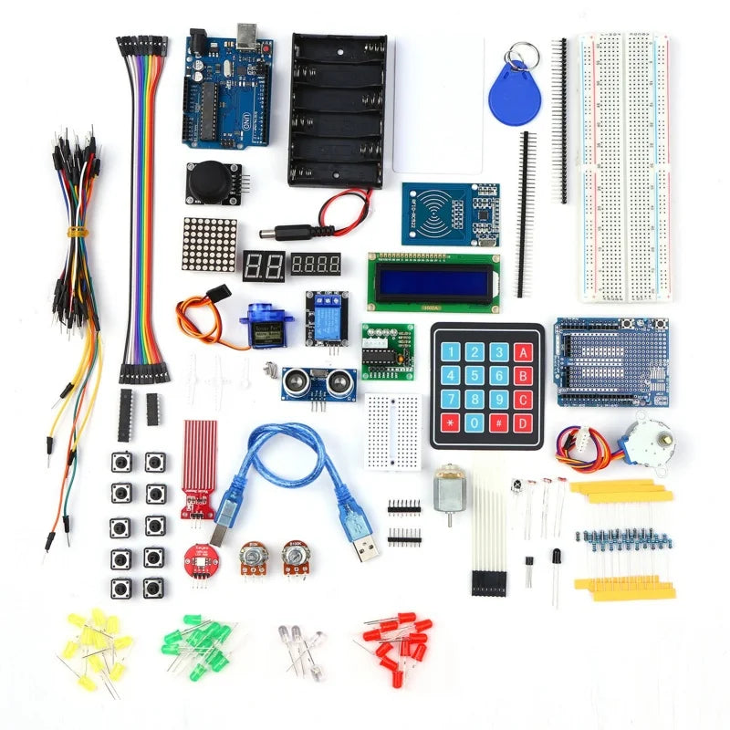 Starter Kit for Arduino Uno R3 - Uno R3 Breadboard and Holder Step Motor / Servo /1602 LCD / Jumper Wire/ UNO R3/850