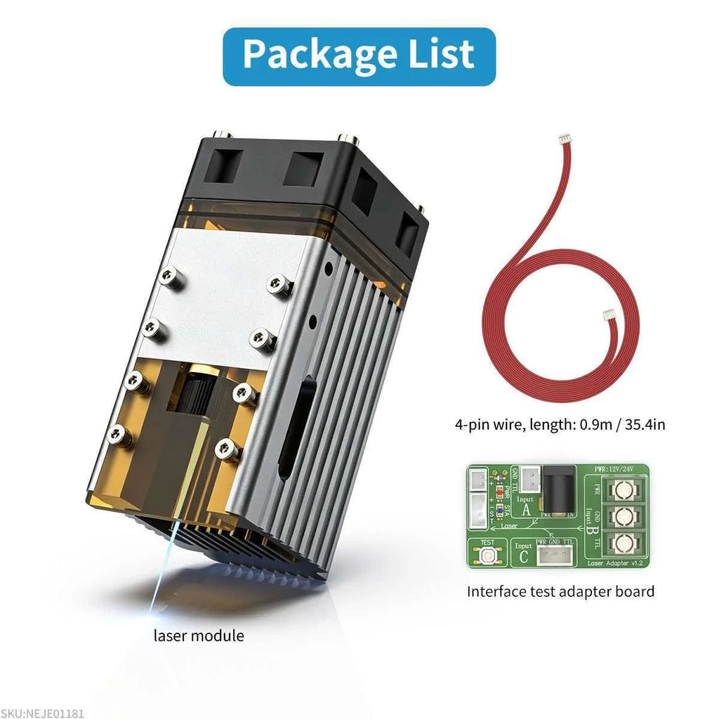 40W80W NEJE A40640 E40 Laser Module Diode High Power 450nm, Air-Assisted Nozzle for CNC Woodworking Engraver & Cutting Tools