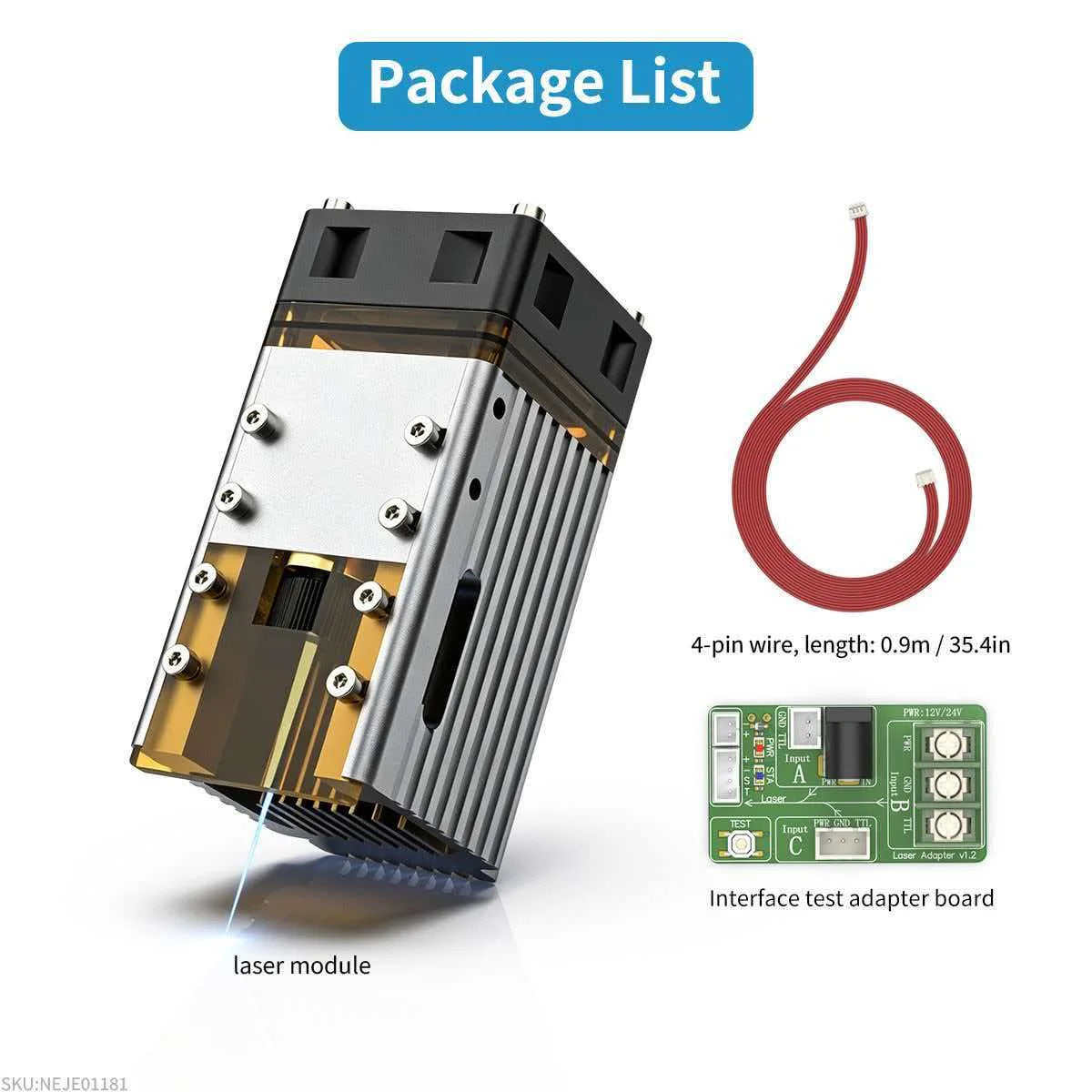 40W80W NEJE A40640 E40 Laser Module Diode High Power 450nm, Air-Assisted Nozzle for CNC Woodworking Engraver & Cutting Tools
