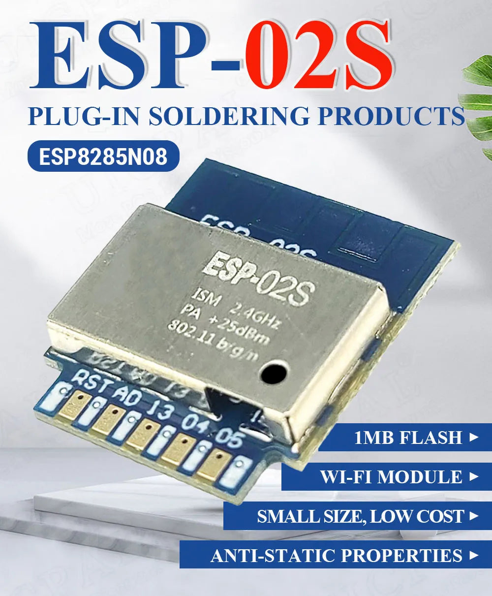 ESP-02S Serial Wireless 2.4G Wifi Module Transceiver for Smart Home Industrial IoT 1Mbit Compatible ESP8266 ESP 02S