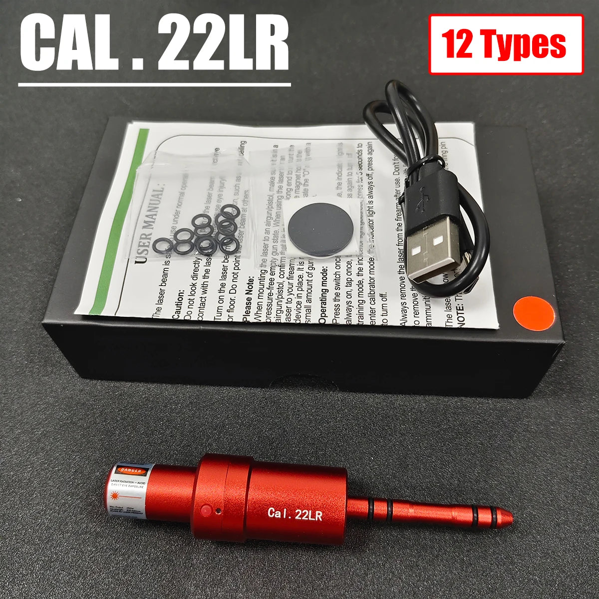 Tactical Dual-purpose Magnetic Suction 22LR 9mm 7.62x39 12GA Laser Training Bullet Red Dot Bore Sight Laser Dry Fire Snap Caps