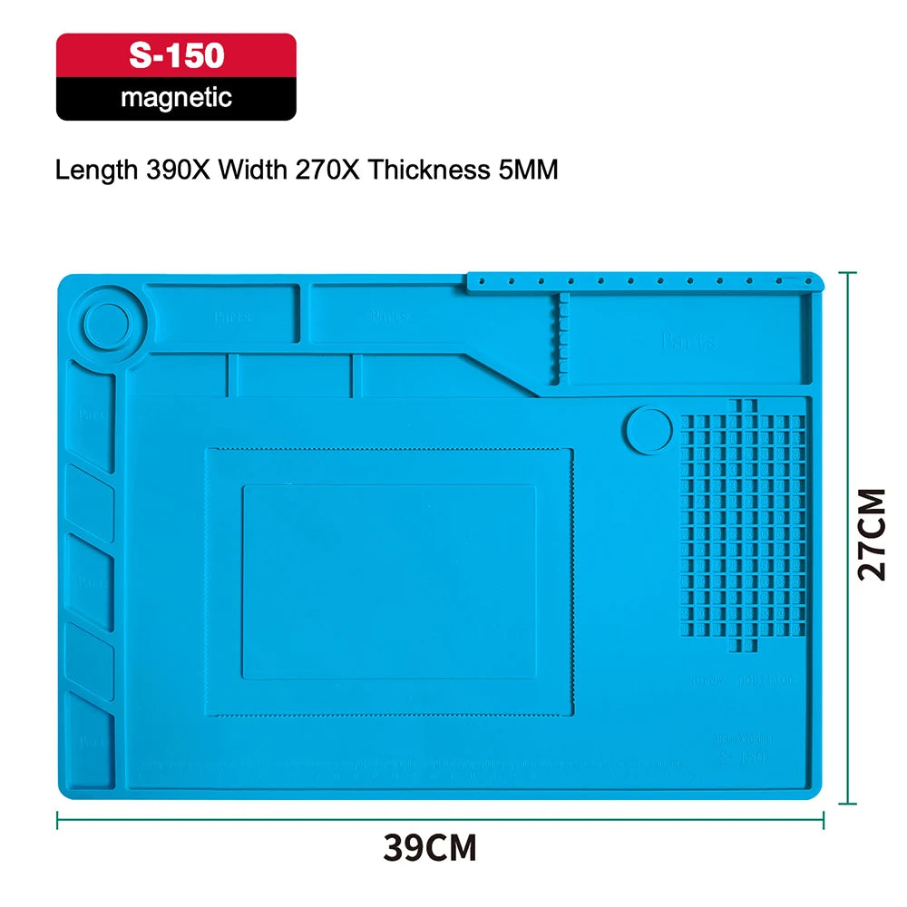 S-150-USA Warehouse Heat Resistant Silicone Soldering Mat Anti-static Insulation Work Pad For Phone Laptop Electronic Repair Maintenance Platform