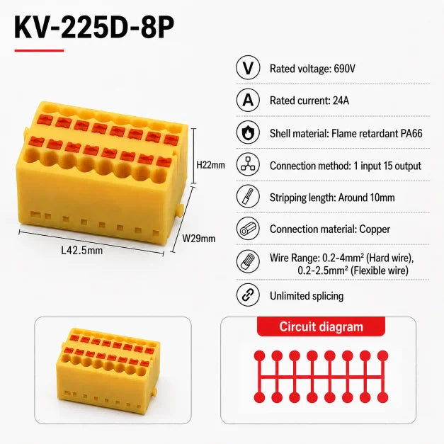 DIN Rail Terminal Block 1/5/10PCS 2.5mm2 Push In Quick Connect Electrical Wire Connector Modular Power Distribution Block