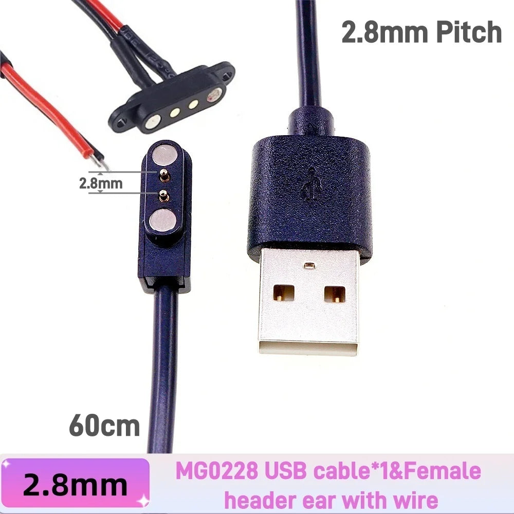 Smart Wristband Male Female Wire 2 3 4 5 Pole USB Type-C DC Charger Connector 2A DC Smart Watch Magnetic Pogo Pin Universal