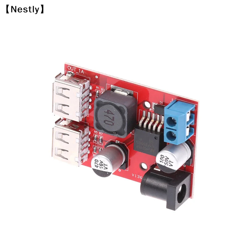 DC 9V 12V 24V 36V To 5V 3A Double USB Charge DC-DC Step-down Converter Car Charging Solar 3A Voltage Regulated Power 〔Nest〕