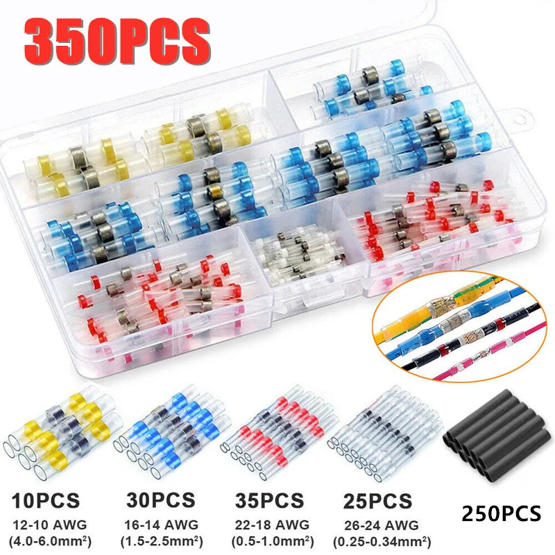 50-1000PCS Solder Seal Quick Wire Connectors Heat Shrink Butt Electrical Waterproof Kit Sleeve Connect Insulated Shrinkable Tube