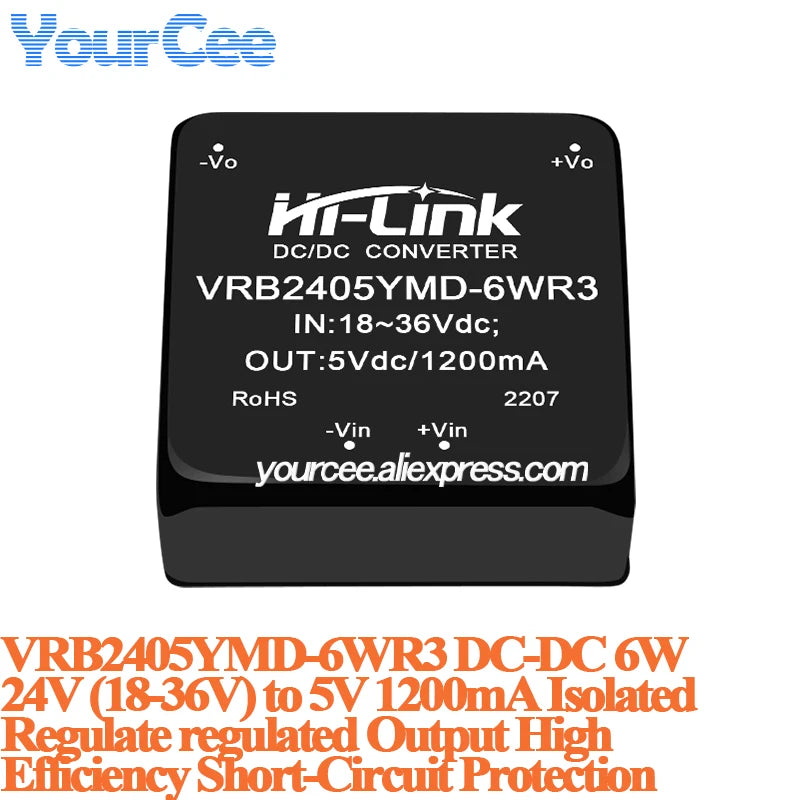 5W 6W 10W DC-DC Isolated Converter Power Supply Module 24V 12V to 15V/5V/12V 24v to 5V/12V VRB1224YMD VRB2424YMD VRA2424YMD
