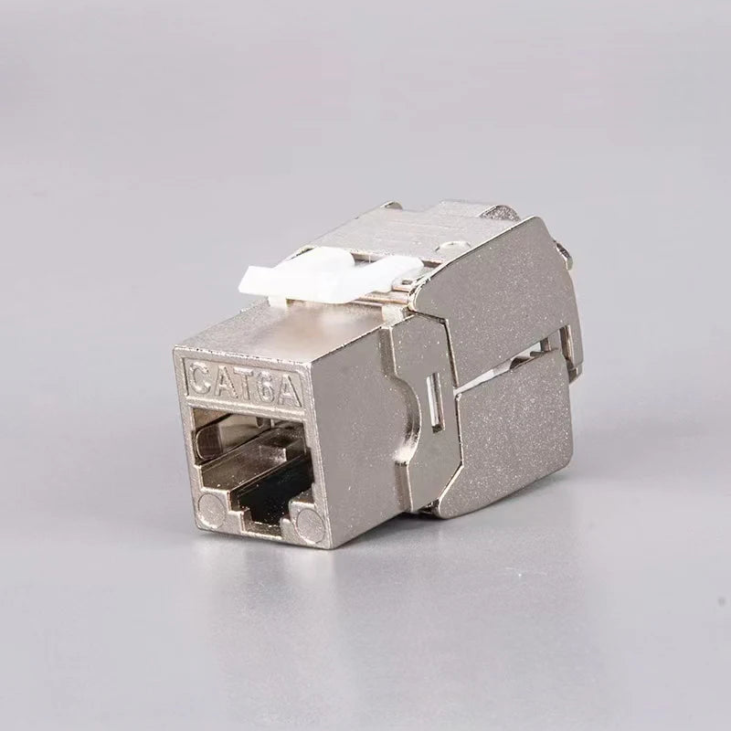 Linkwylan RJ45 Cat6a Keystone Jack STP Tool-Free Shielded Coupler 180 Degree Type Tolless Zinc Alloy Module Adapter Coupler