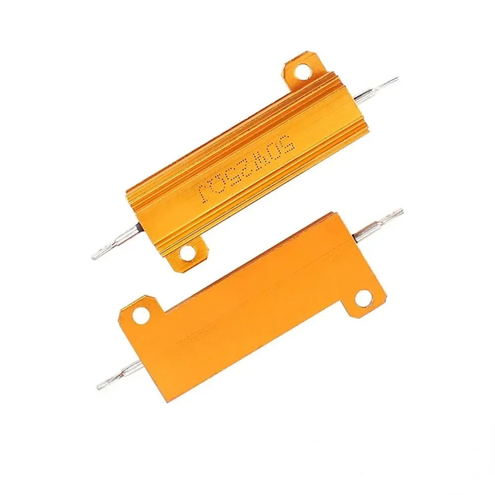 2PCS 100W 50W 25W 10W Aluminum Power 0.1~1Kohm Metal Shell Case Wirewound Resistor  Resistance Load Resistor 0.1ohm 3ohm  50ohm