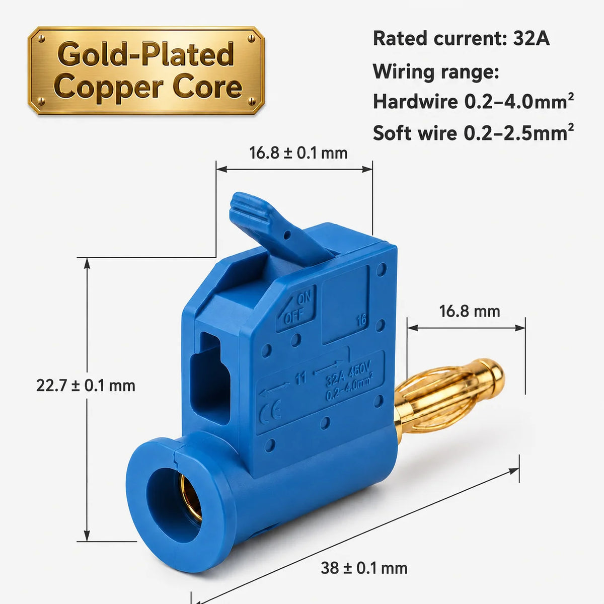 32A 4mm Solderless Stackable Banana Plug Lever Type Quick Wire Connector High Current Gold Plated Brass for Speaker Amplifier