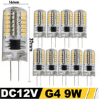 10Pcs G4 LED Bulb 12W 9W 5W 3W 2W AC DC12V SMD 2835 3014 SMD LED Light Mini Silicone Lamp Warm White White 360 Degree Angle