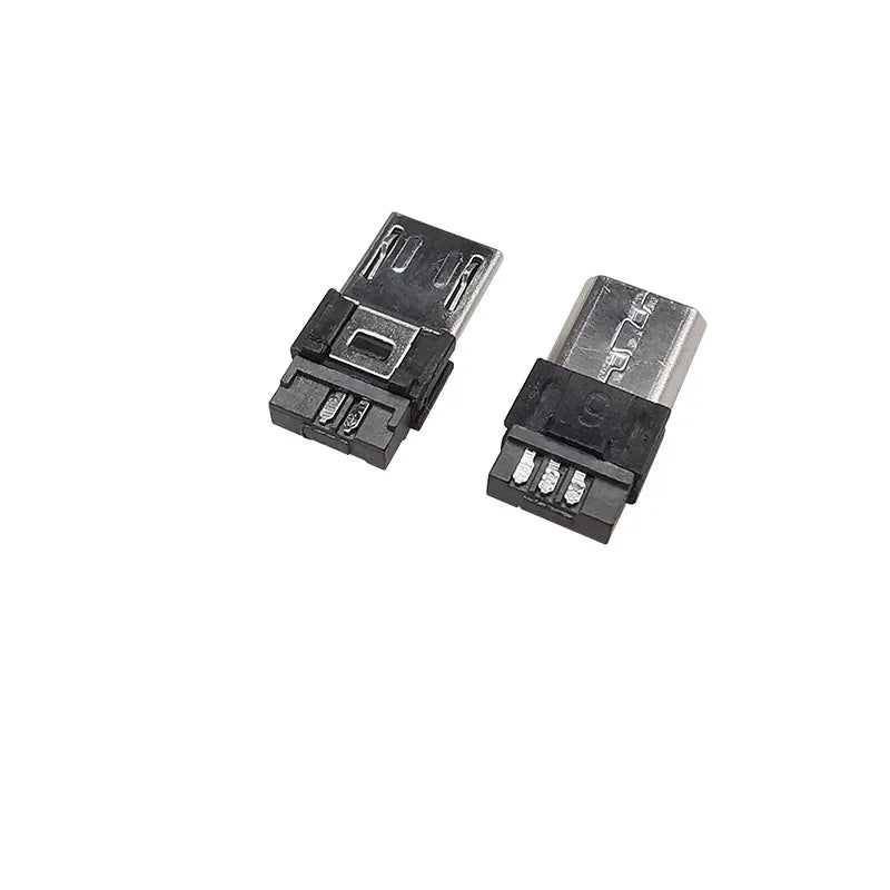 10Pcs Micro USB 5 Pin Soldering Type Male Plug Connector 5P MicroUSB Tail Charging Socket DIY Repair Plugs 4 in 1 Black White